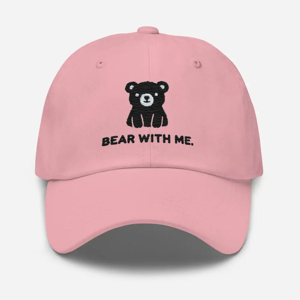 Pink embroidered black bear Bear With Me hat – outdoor cotton baseball cap for women