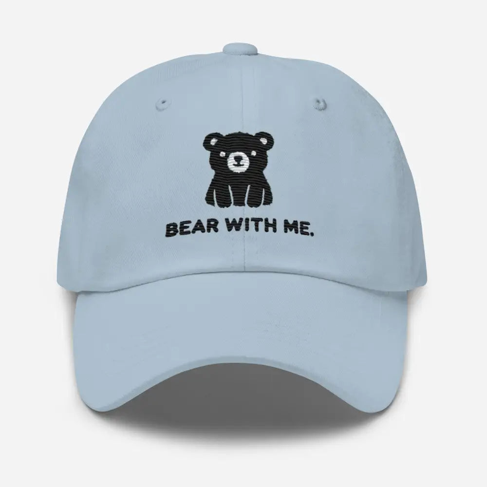 Light blue embroidered black bear Bear With Me hat – outdoor camping cotton cap