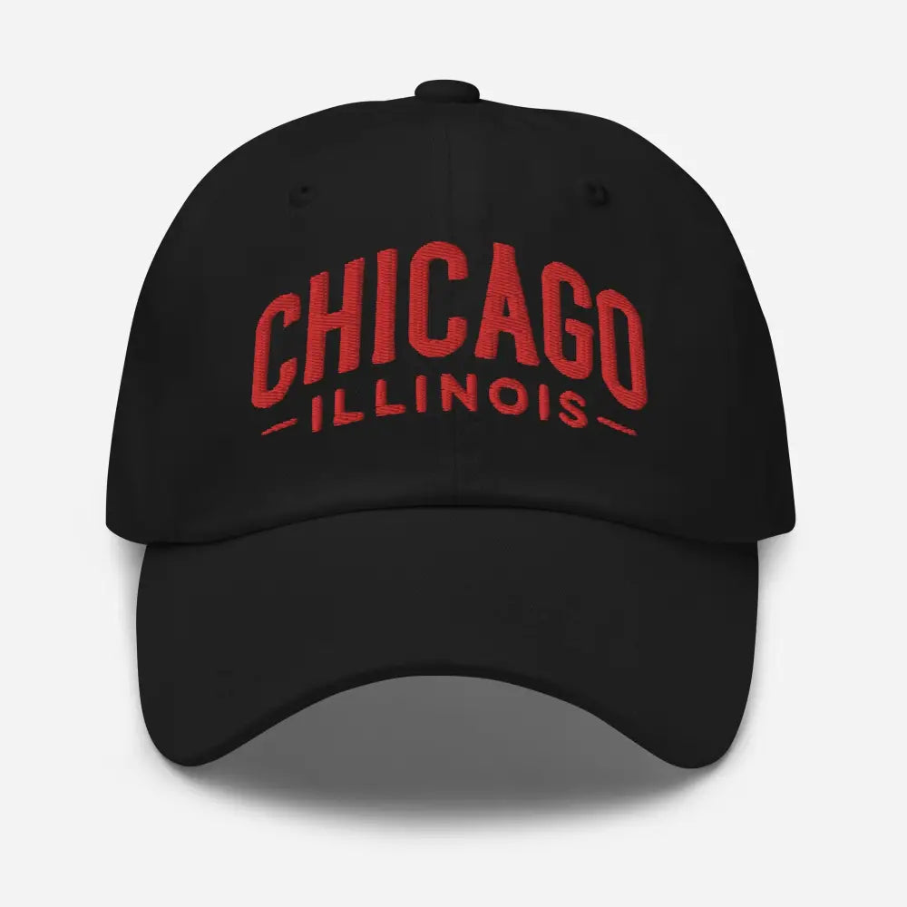Embroidered Chicago Illinois black baseball cap