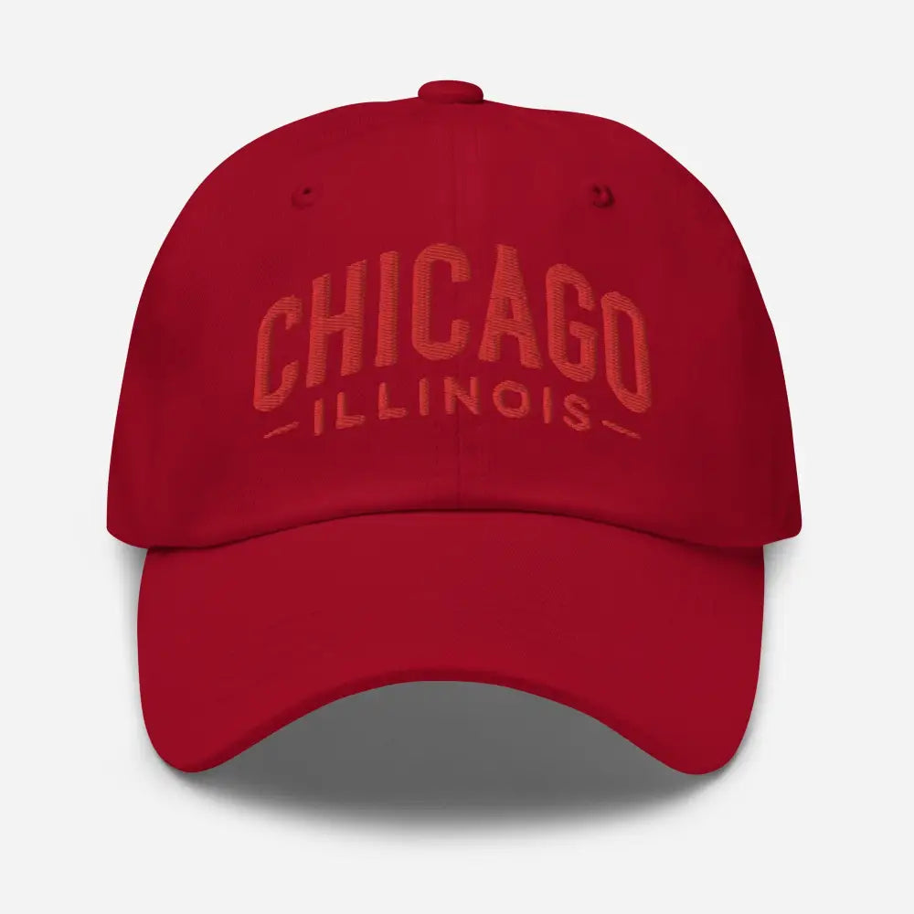 Embroidered Chicago Illinois red cotton twill baseball cap