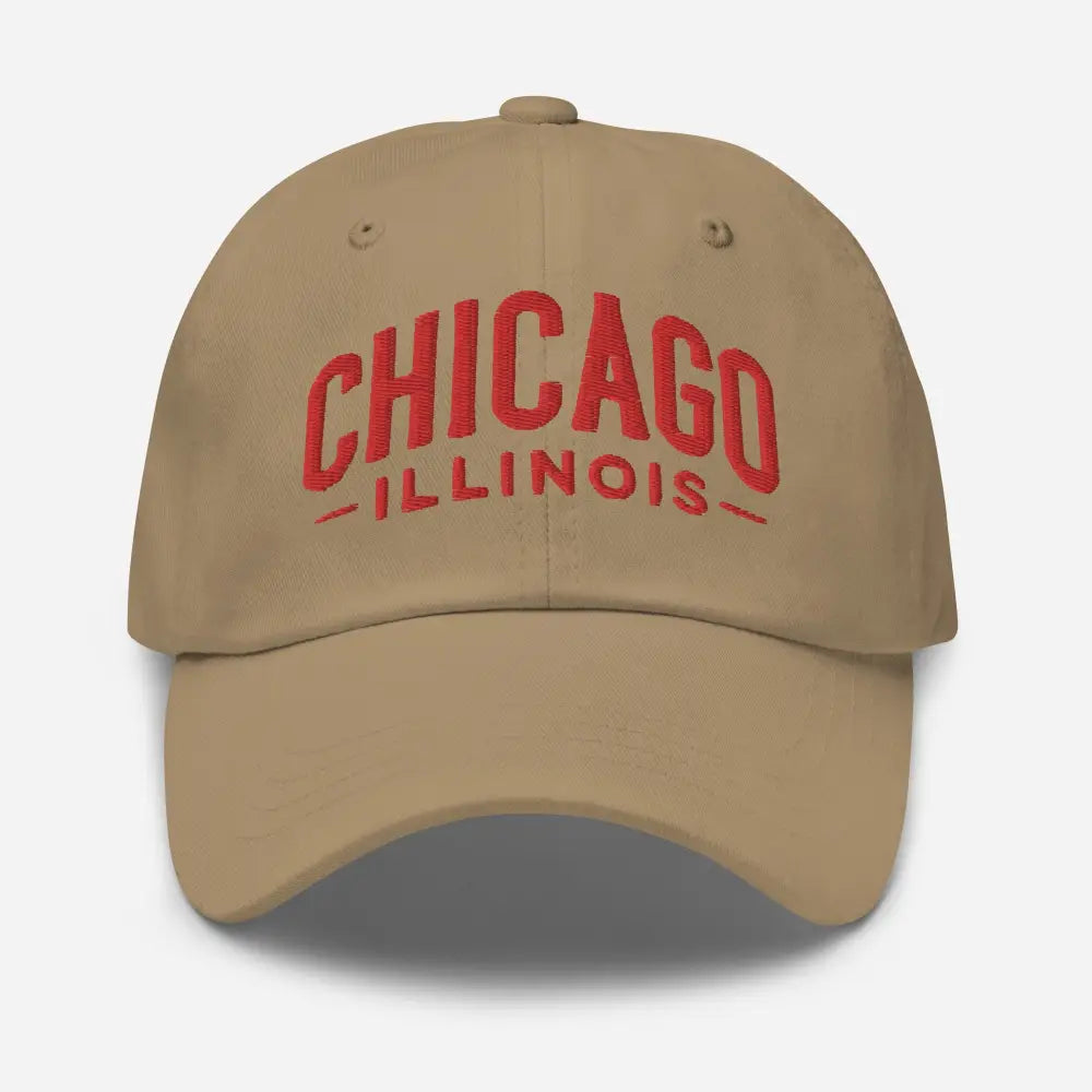 Embroidered Chicago Illinois khaki baseball cap