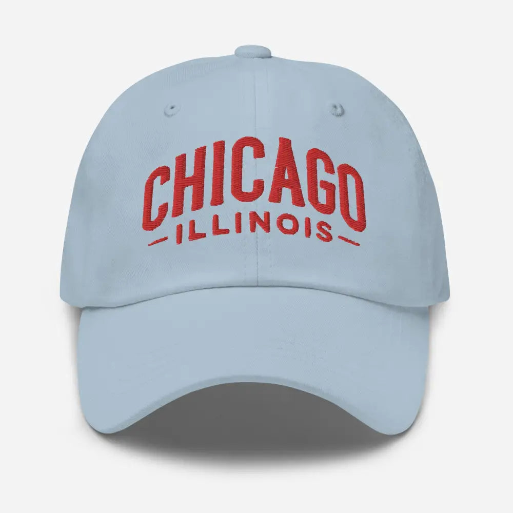 Embroidered Chicago Illinois light blue cotton twill baseball cap