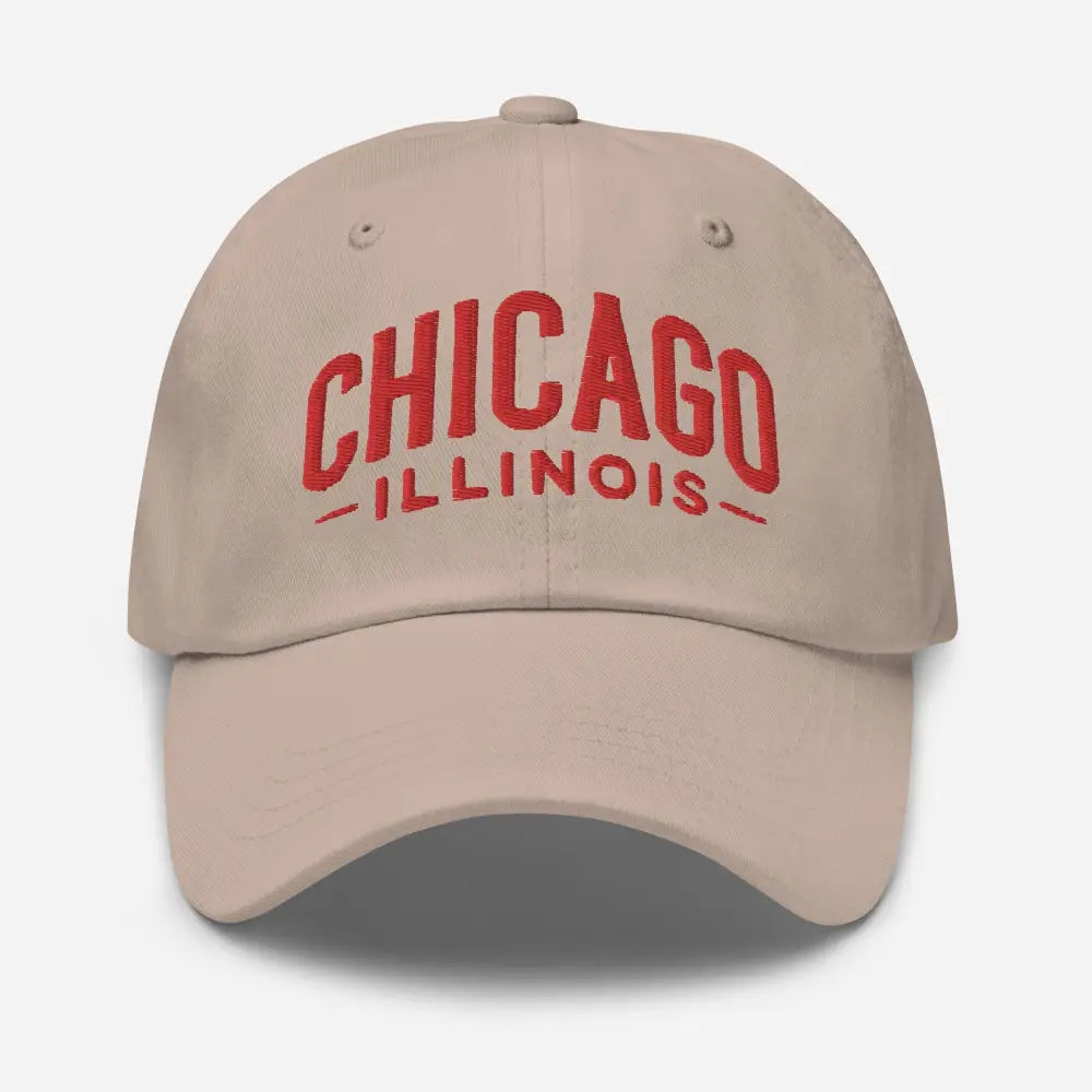 Embroidered Chicago Illinois beige baseball cap