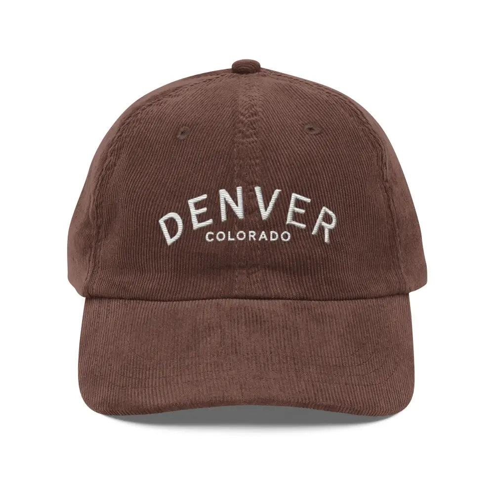 Vintage corduroy baseball cap with embroidered Denver Colorado text