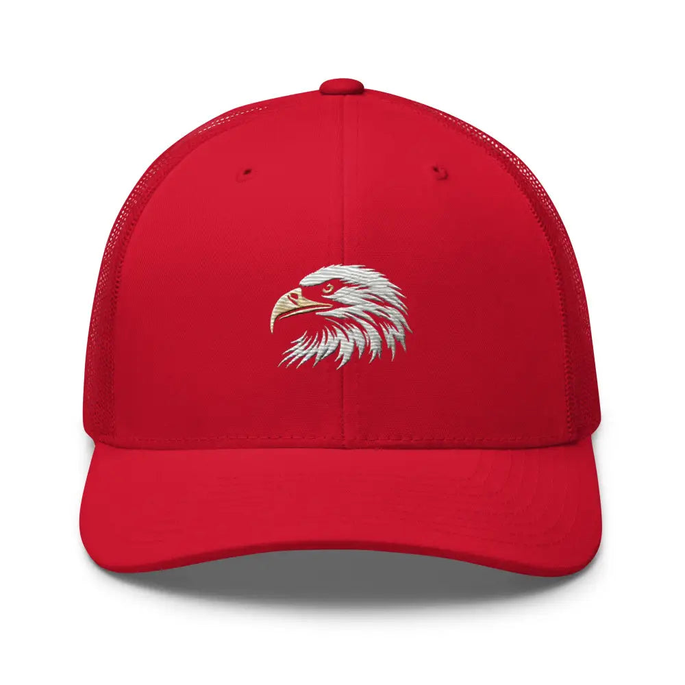 Red Embroidered Eagle Trucker Cap Classic Mesh Adjustable Snapback