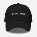 Black embroidered flight risk dad hat by Trini Skies