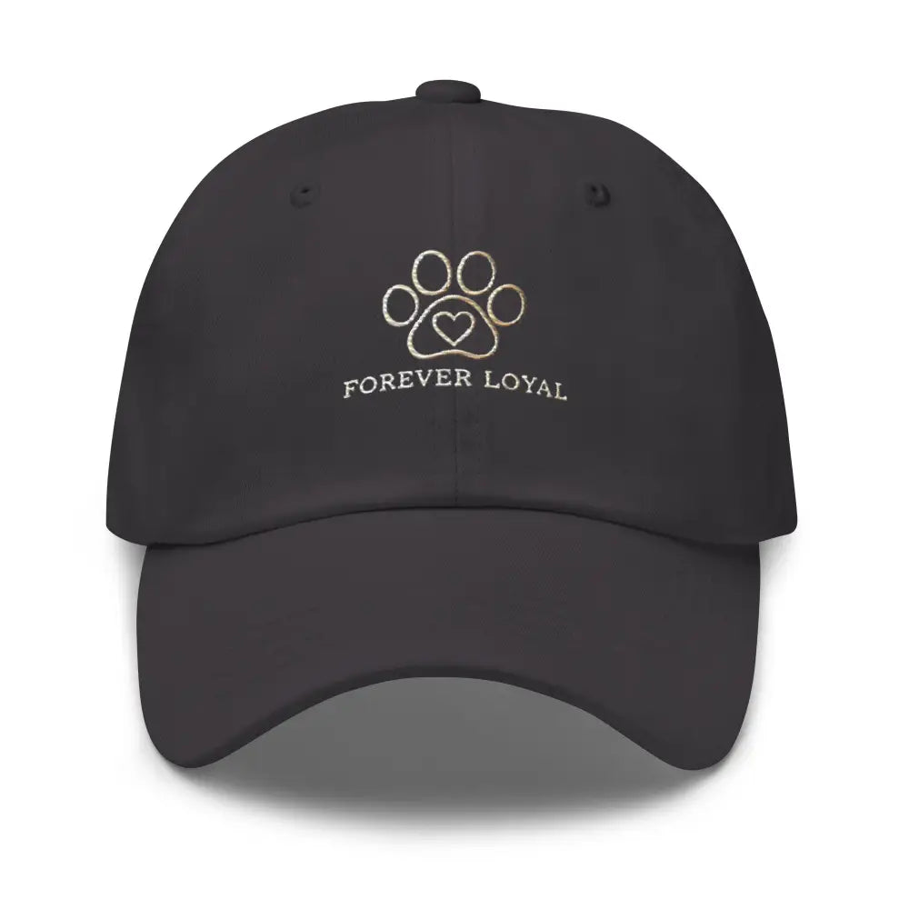 Embroidered Forever Loyal Pet Paw Print Heart Dad Hat in Dark Gray