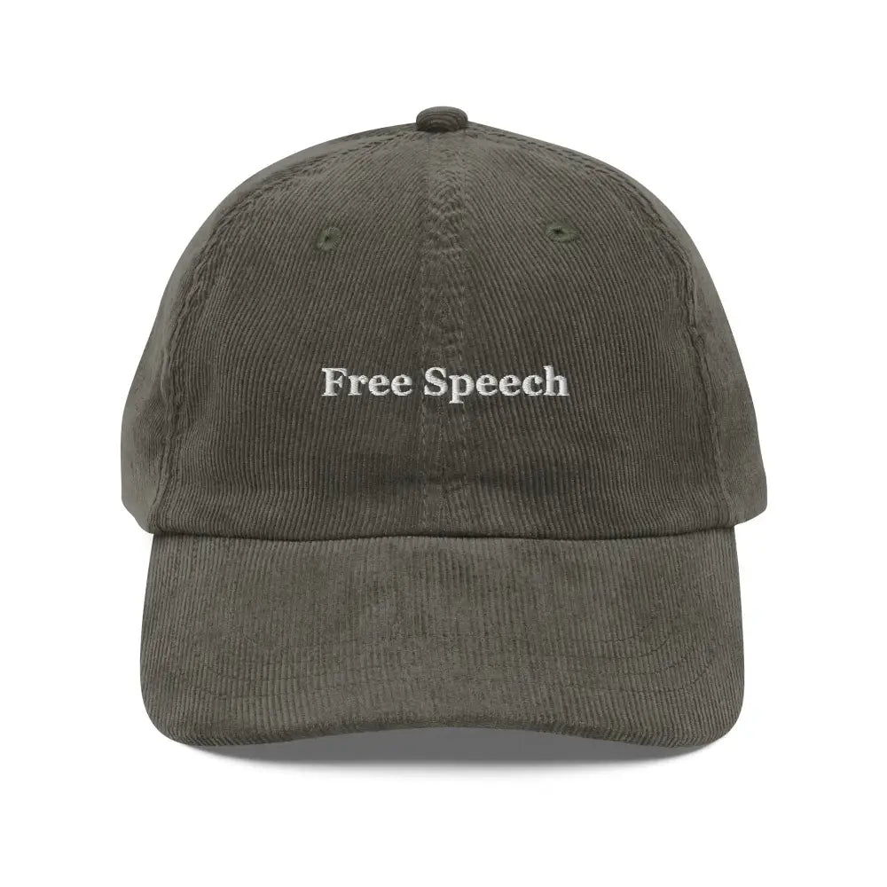 Trini Skies embroidered free speech vintage corduroy cap