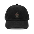 Vintage corduroy cap with embroidered frog on mushroom from Trini Skies