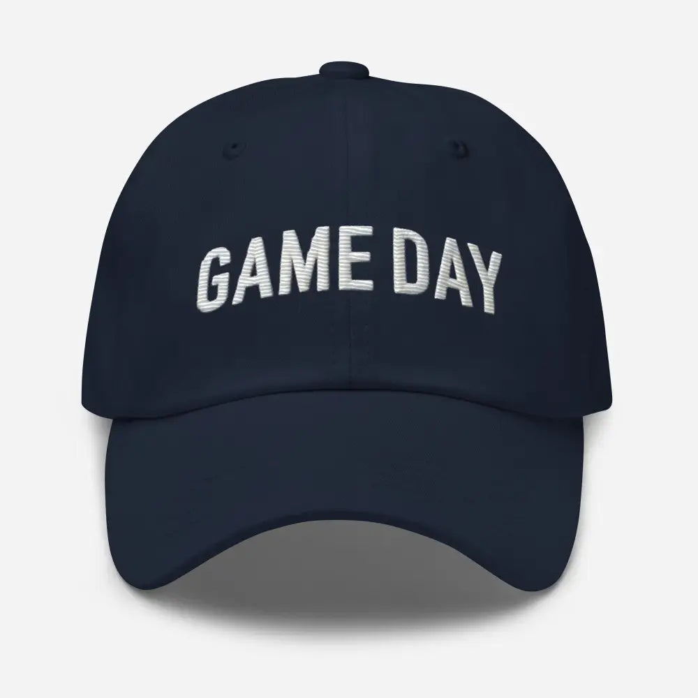 Navy embroidered Game Day chino cotton twill hat – adjustable sports baseball cap