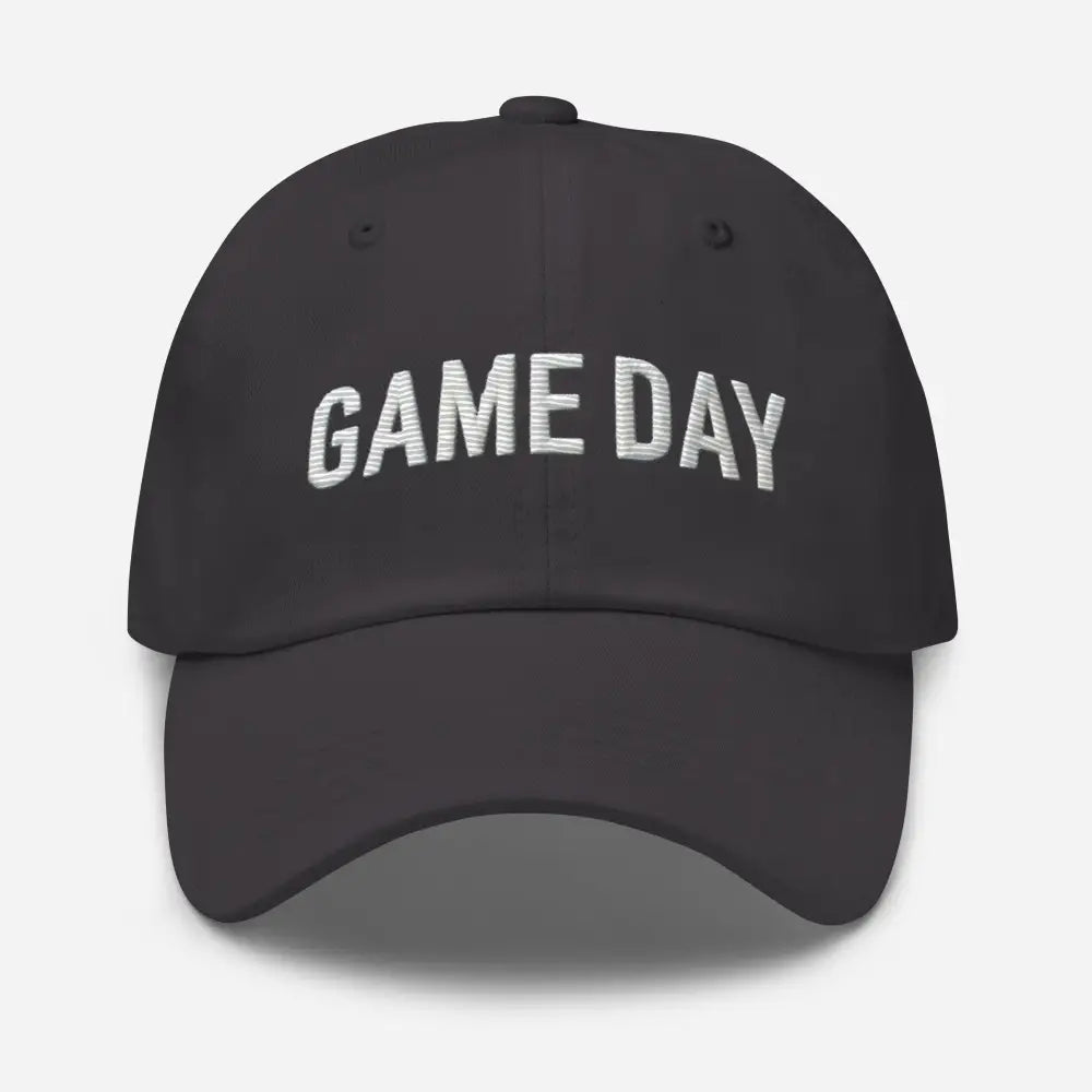 Charcoal black embroidered Game Day cotton twill hat – adjustable sports baseball cap