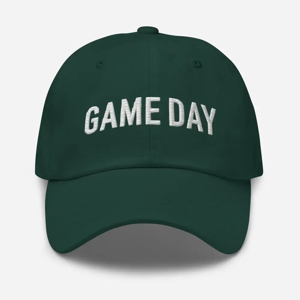 Dark green embroidered Game Day chino cotton twill hat – adjustable sports cap