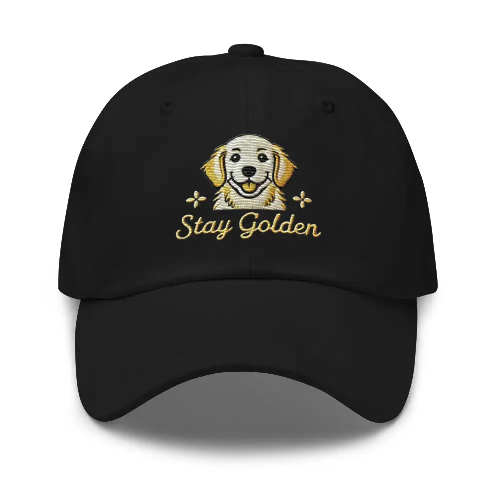 Khaki embroidered golden retriever Stay Golden dad hat – dog lover adjustable cotton cap