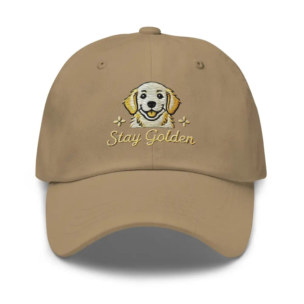 Dark grey embroidered golden retriever Stay Golden hat – dog lover adjustable cotton cap