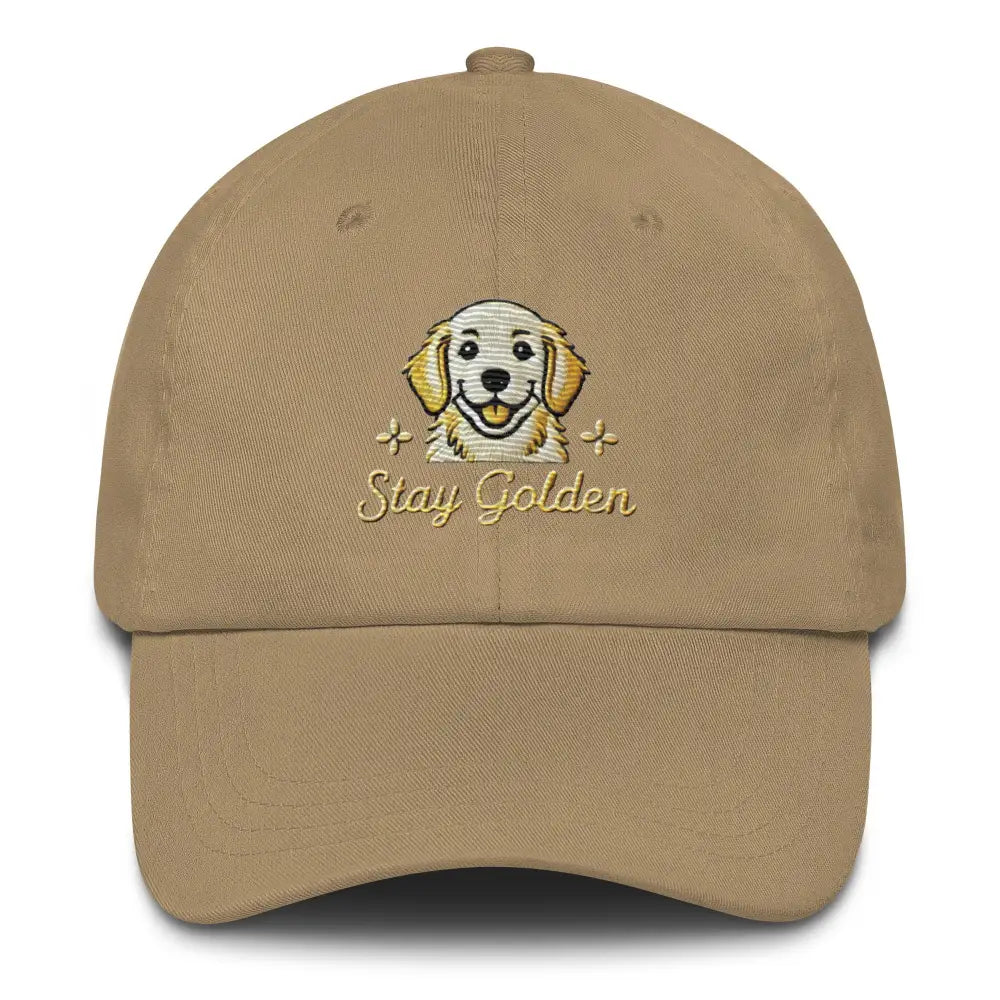 Stone embroidered golden retriever Stay Golden dad hat – dog lover adjustable cotton cap