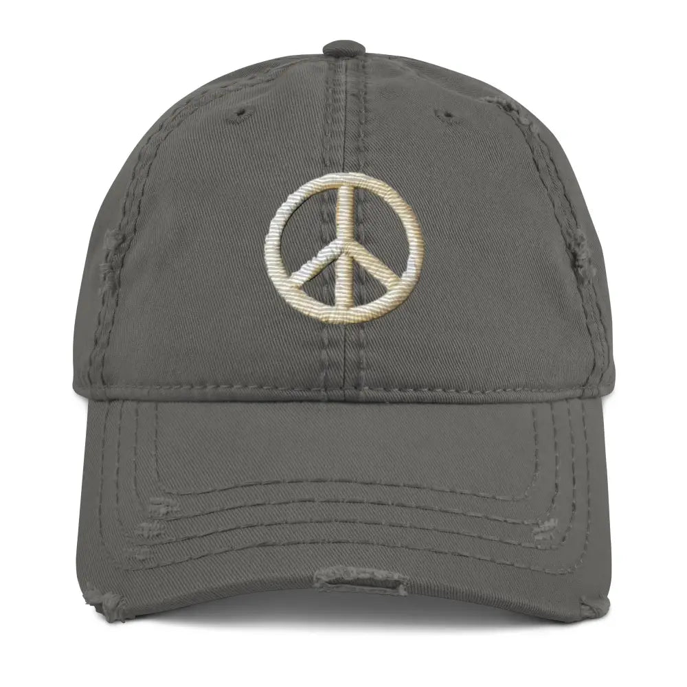Peace sign distressed boho embroidered hippie inspired baseball cap