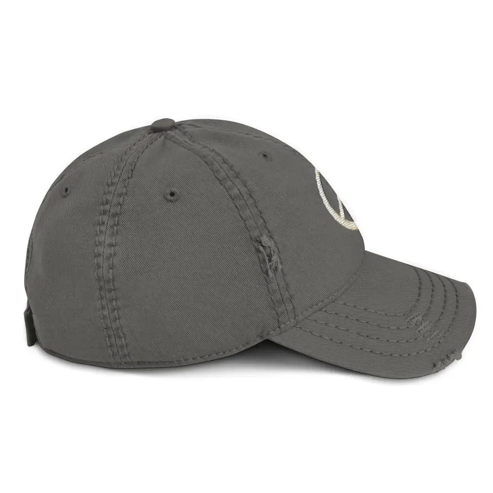 Peace sign distressed boho embroidered hippie inspired black baseball cap