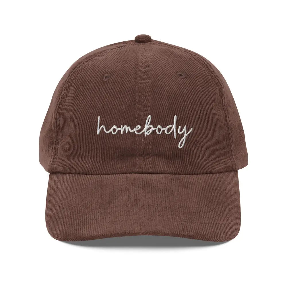 Brown homebody embroidered vintage corduroy baseball cap