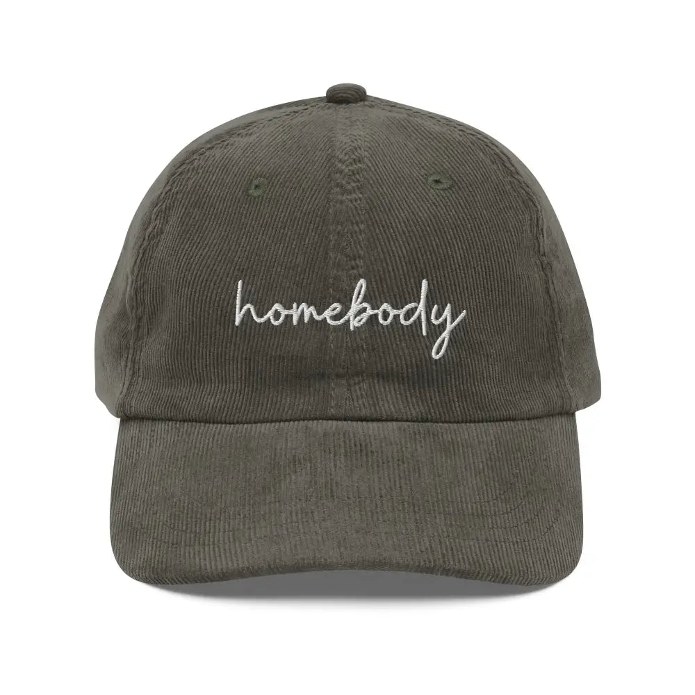Olive green homebody embroidered vintage corduroy baseball cap