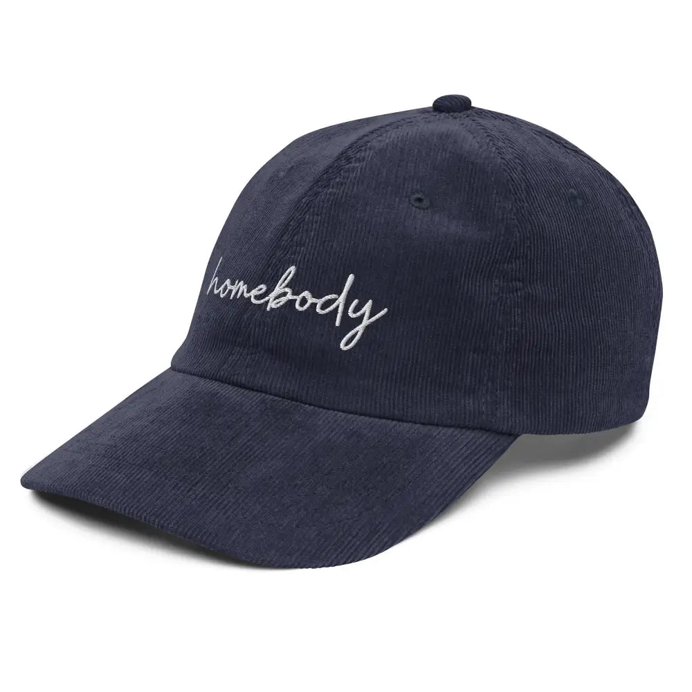 Navy blue homebody embroidered vintage corduroy cap