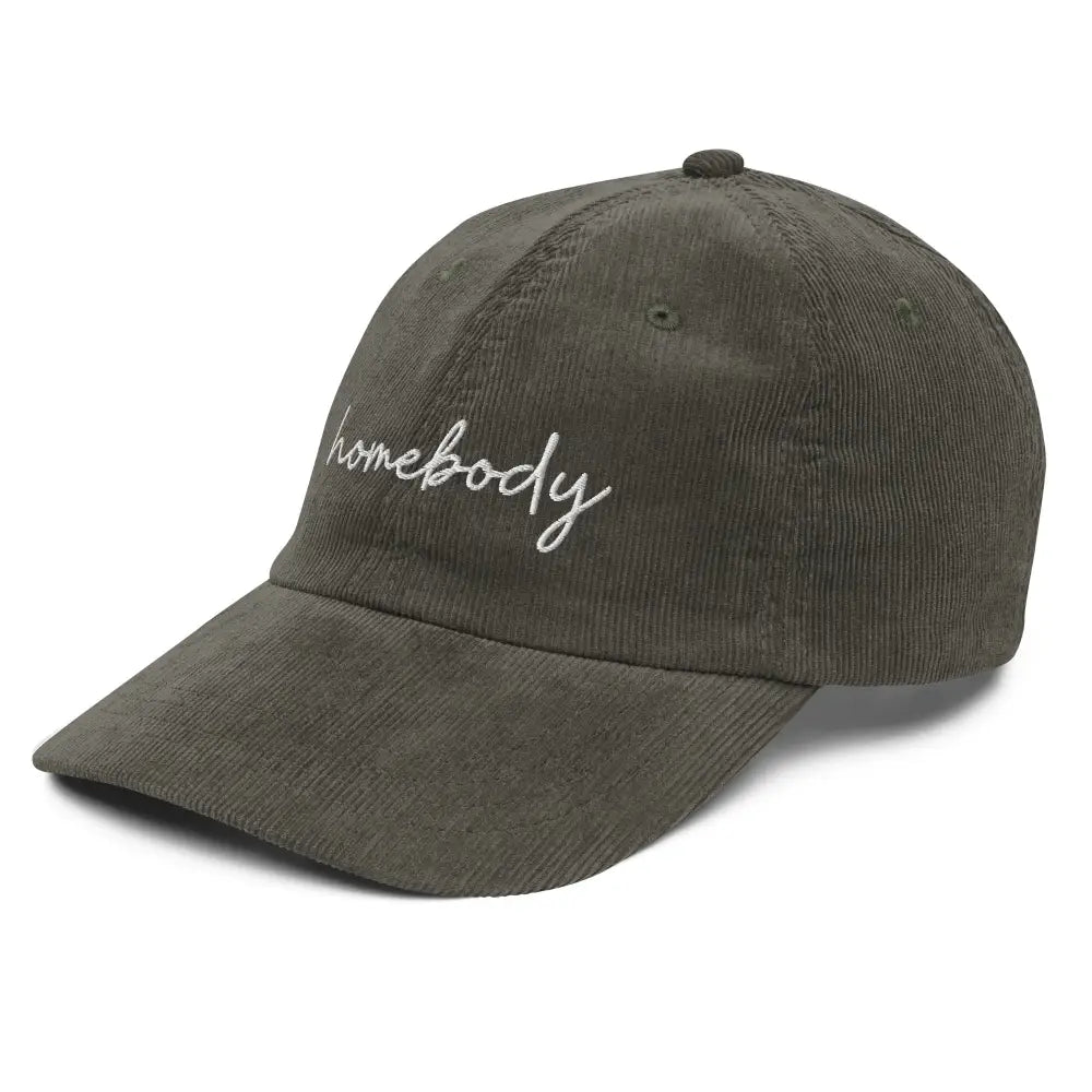 Green homebody embroidered vintage corduroy baseball cap