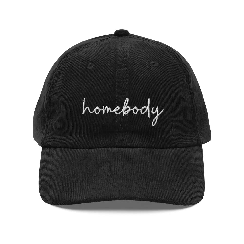 Black homebody embroidered vintage corduroy cap