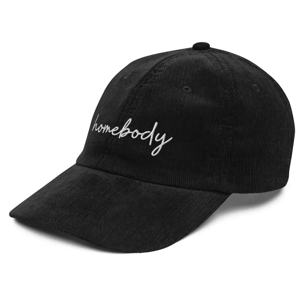 Black homebody embroidered vintage corduroy baseball cap