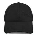 Distressed black embroidered horse dad hat by Trini Skies