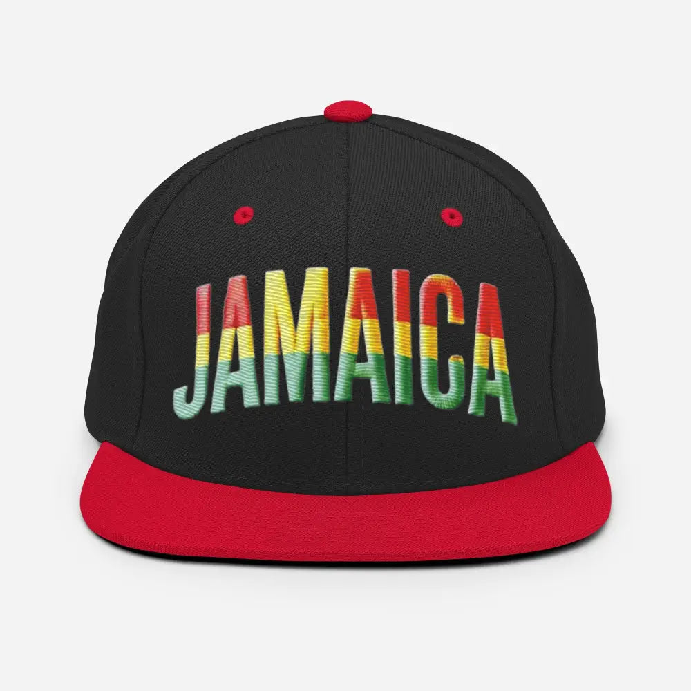 Jamaica party celebration embroidered structured cap with red brim