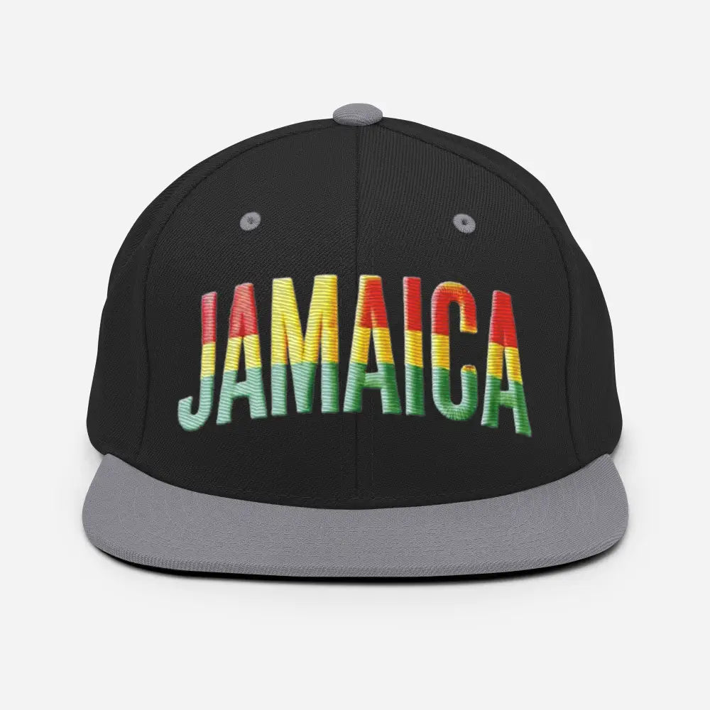 Jamaica party celebration embroidered structured cap in black and gray