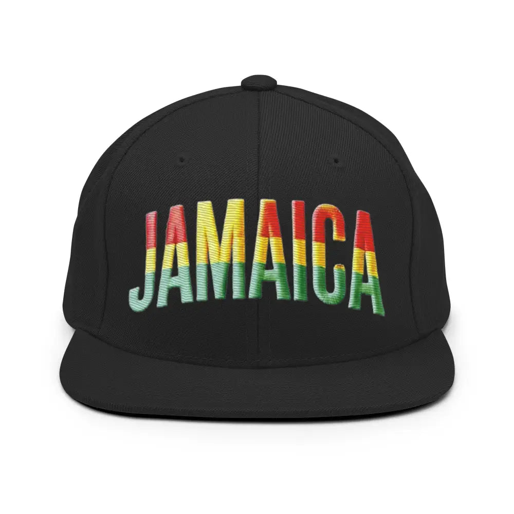 Black Jamaica Party Celebration Embroidered Structured Cap Hat