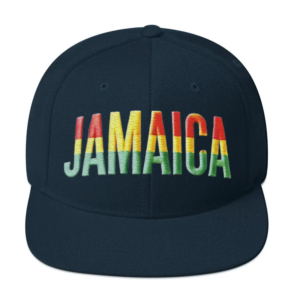 Jamaica party celebration embroidered structured cap in dark blue