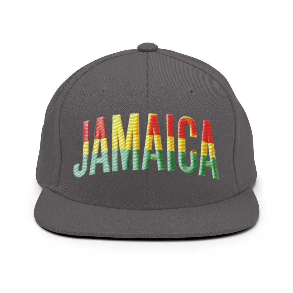 Dark grey Jamaica party celebration embroidered snapback hat