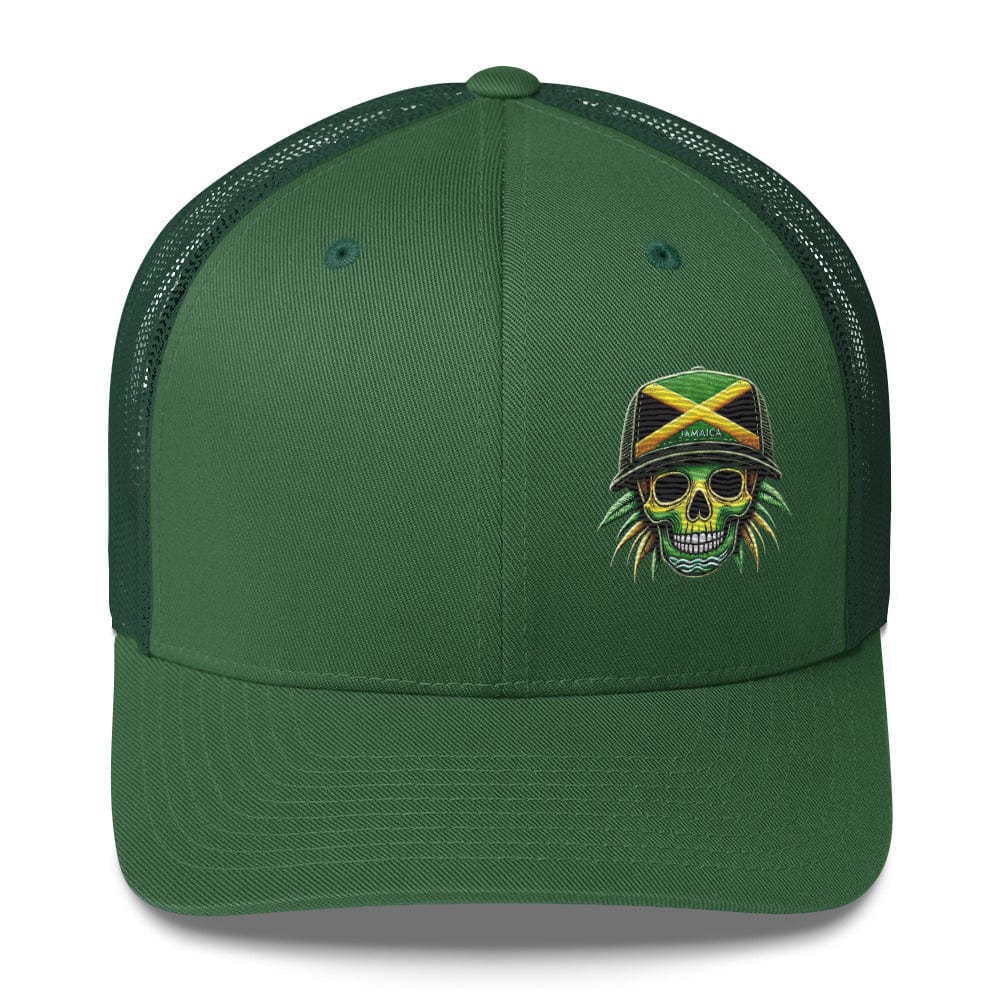 Embroidered 'JAMAICA Skull' Trucker Hat – Comfortable Sun Protection cap - Triniskies