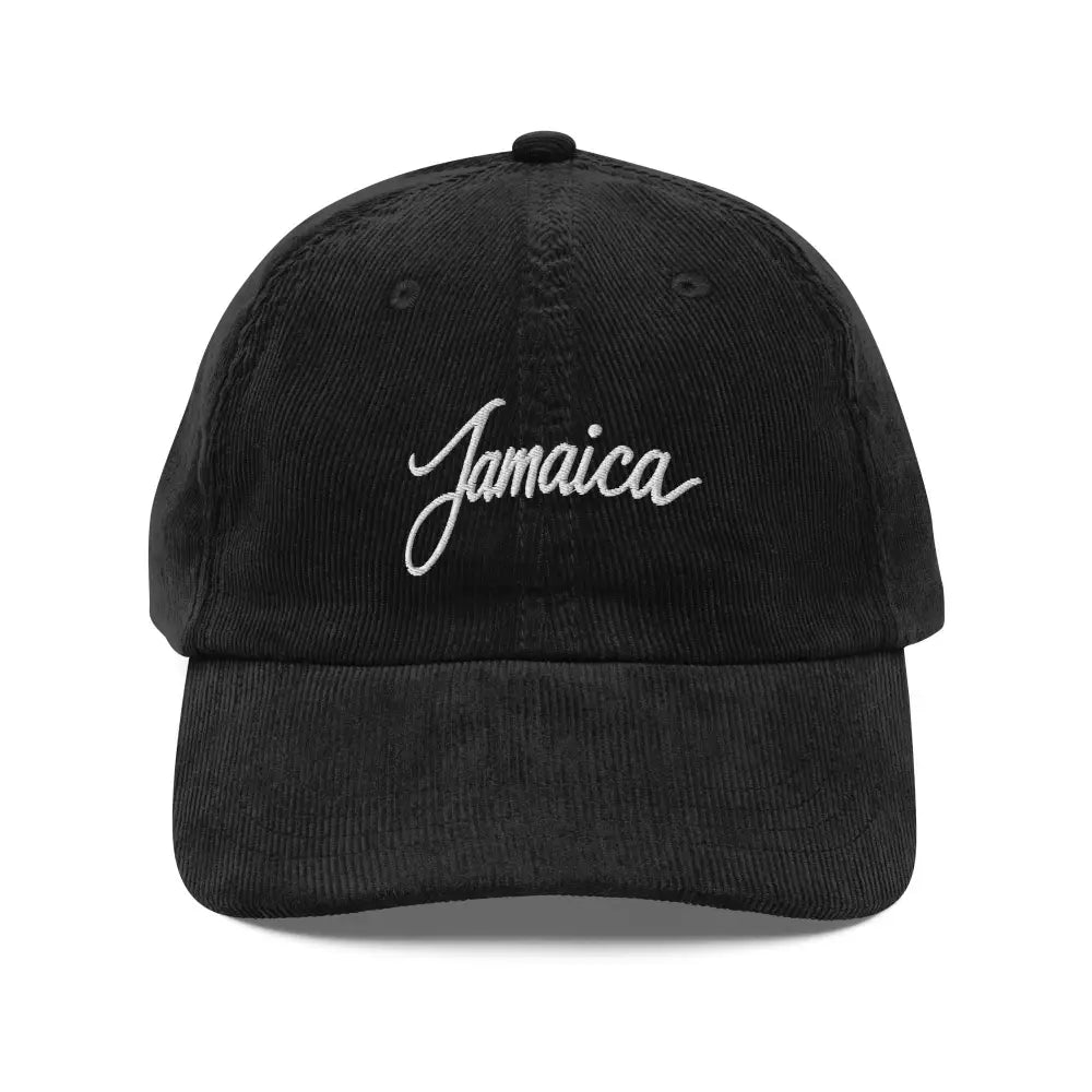 Vintage corduroy cap with Jamaica vacation destination embroidered in white