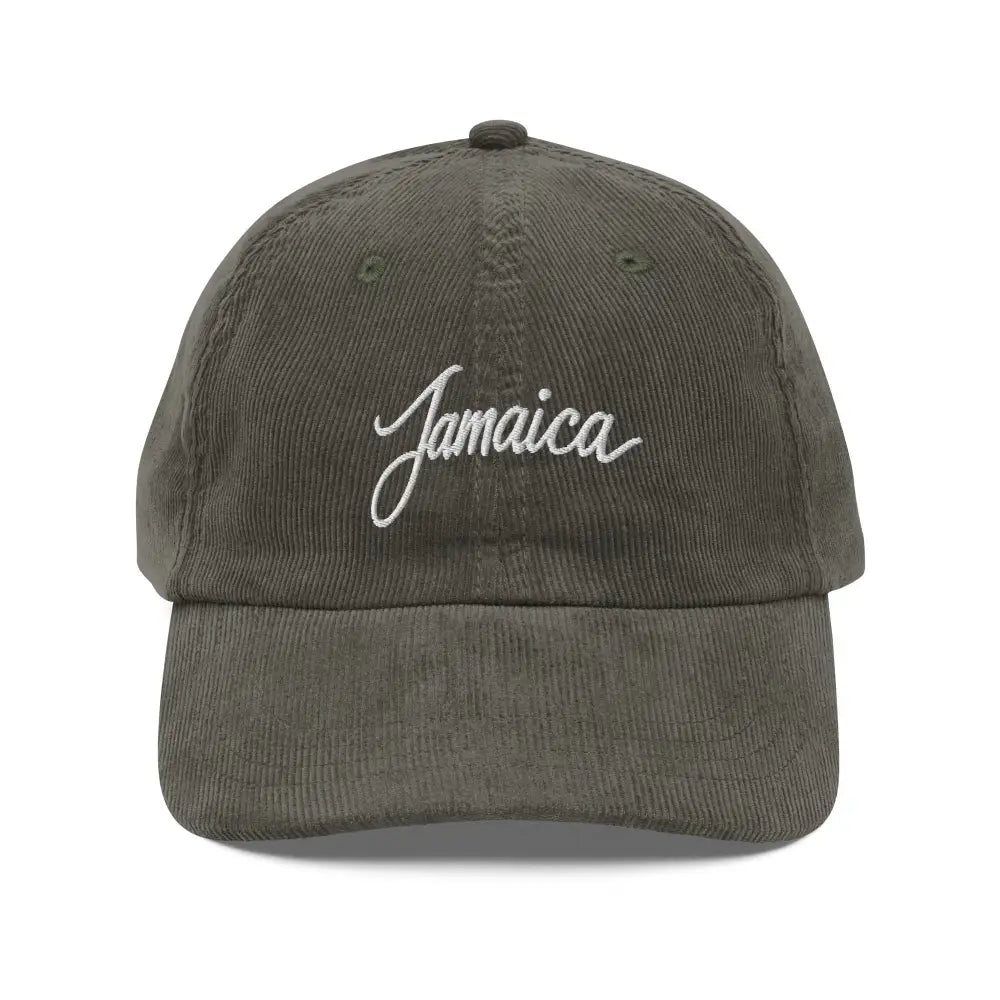 Vintage corduroy cap embroidered with Jamaica vacation destination