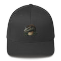 Dark grey embroidered Komodo dragon lizard head structured twill cap – wildlife athletic hat