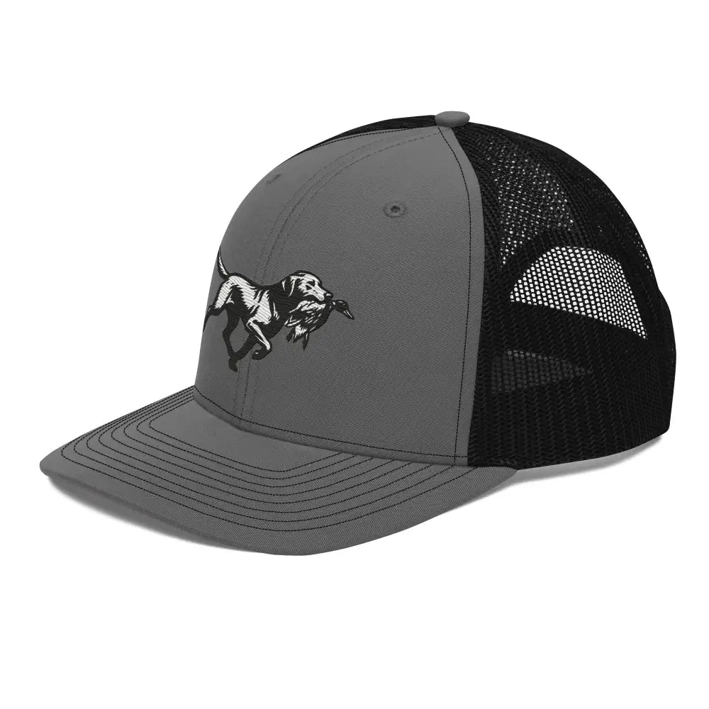 Embroidered Labrador Retriever Trucker Cap with Dog-and-Duck Graphic