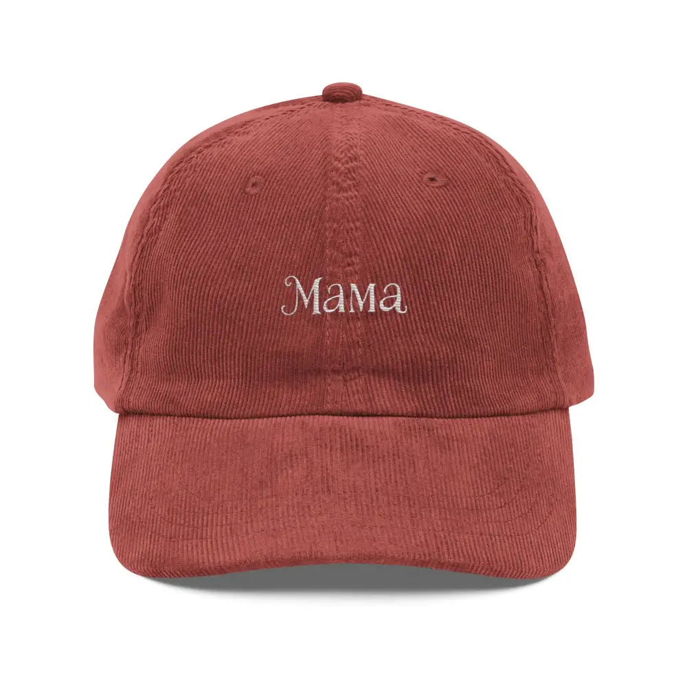 Reddish-brown embroidered mama vintage corduroy cap by Trini Skies