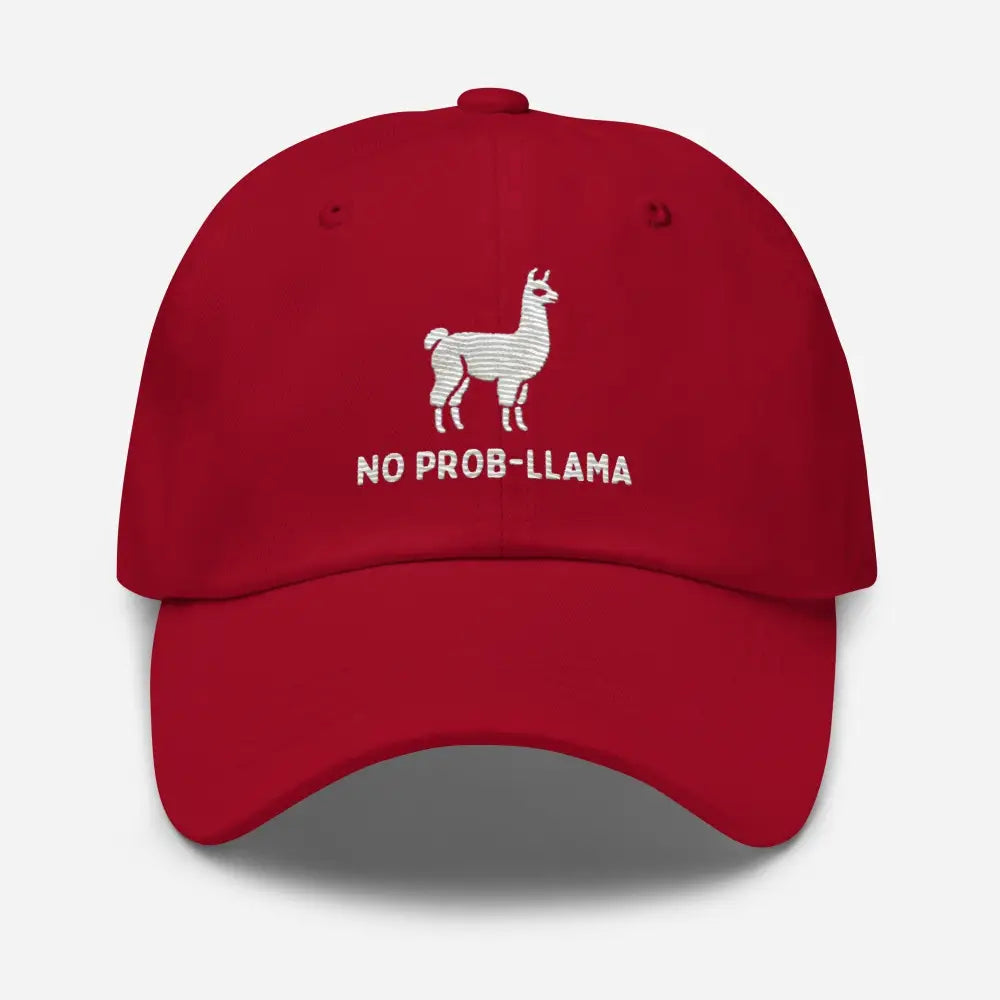 Cranberry embroidered No Prob Llama hat – funny llama cotton twill adjustable cap