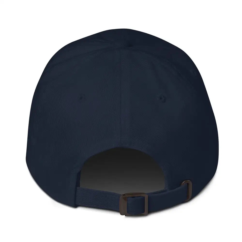 Navy embroidered No Prob Llama hat side view – funny llama cotton baseball cap