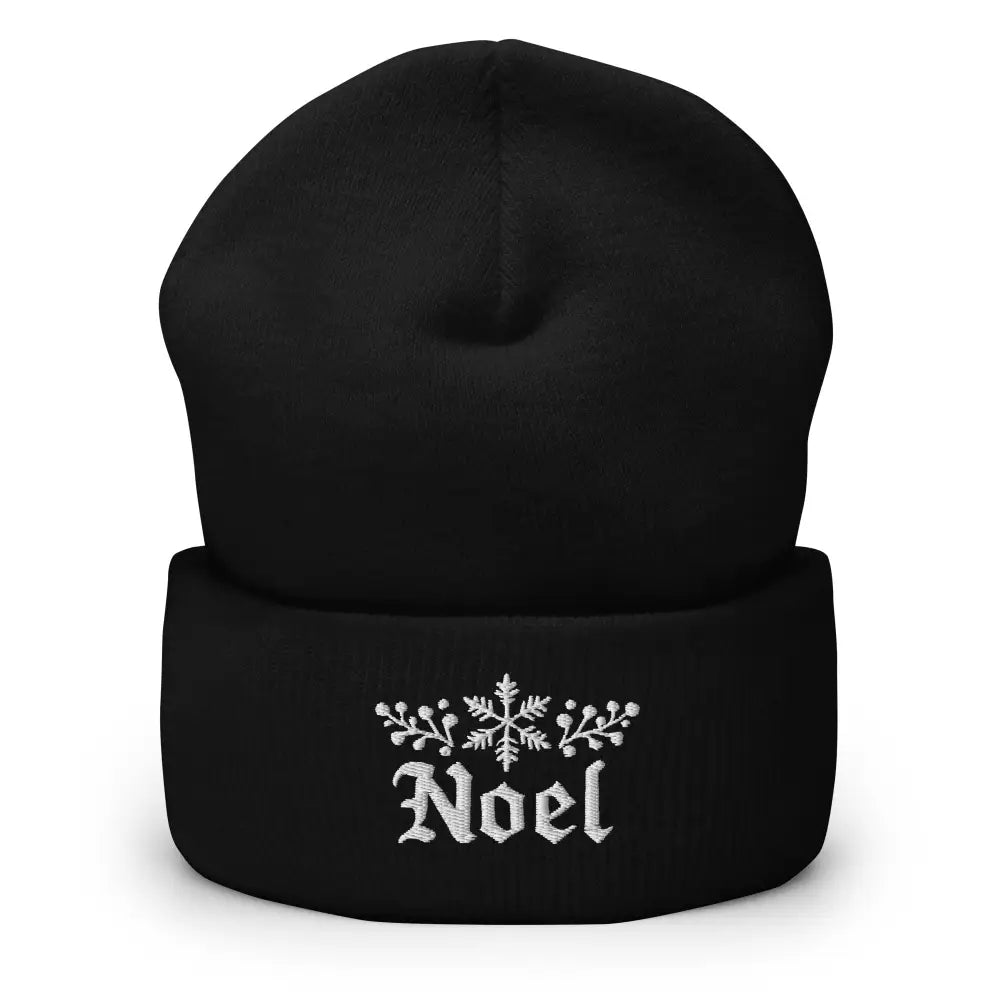 Embroidered Noel snowflake cuffed beanie by Trini Skies