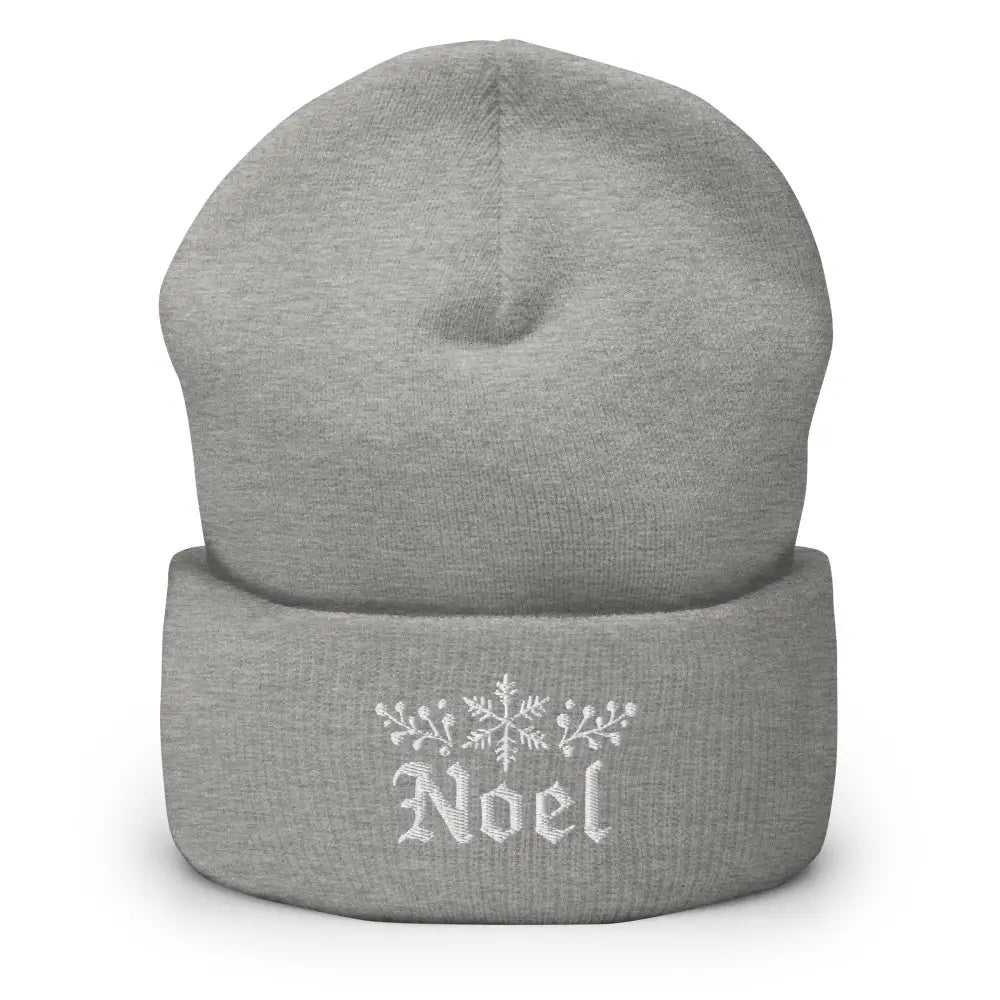Grey embroidered noel snowflake cuffed beanie by Trini Skies