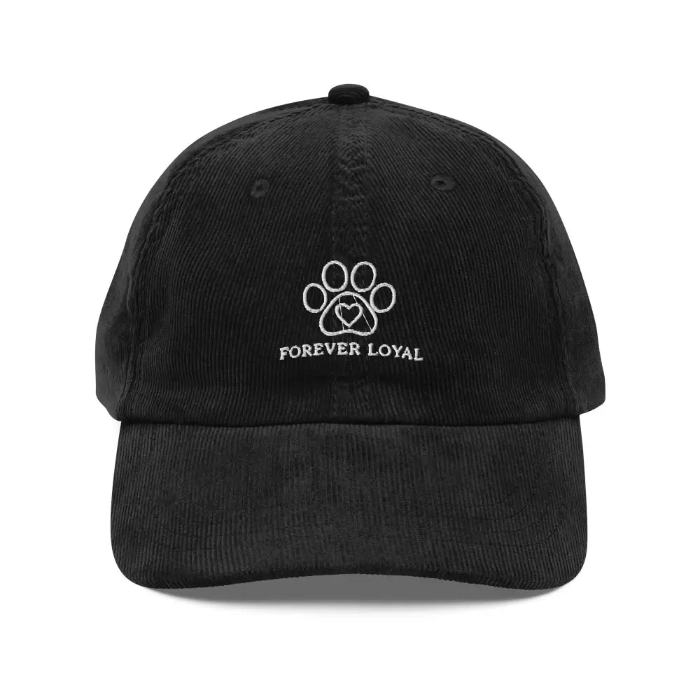 Embroidered pet paw print heart on vintage corduroy cap