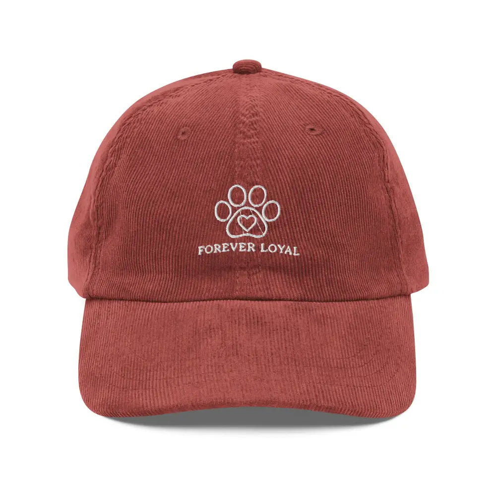 Embroidered pet paw print heart vintage corduroy cap