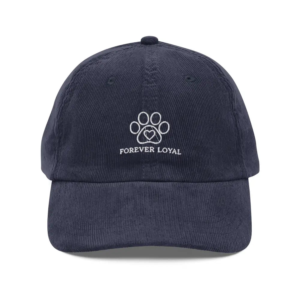 Embroidered pet paw print heart on vintage corduroy cap