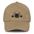 Khaki embroidered platypus dad hat – chino cotton twill antique buckle adjustable cap