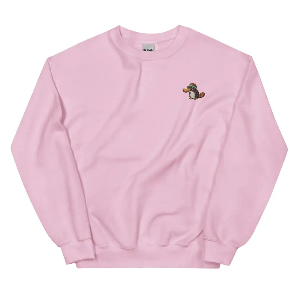 Pink embroidered relaxed platypus sweatshirt – cozy wildlife nature classic fit crewneck