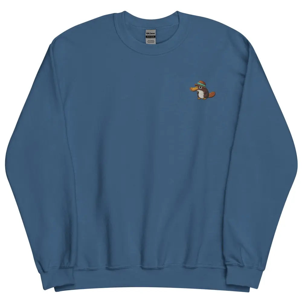 Navy embroidered relaxed platypus wildlife sweatshirt – cozy classic fit nature crewneck
