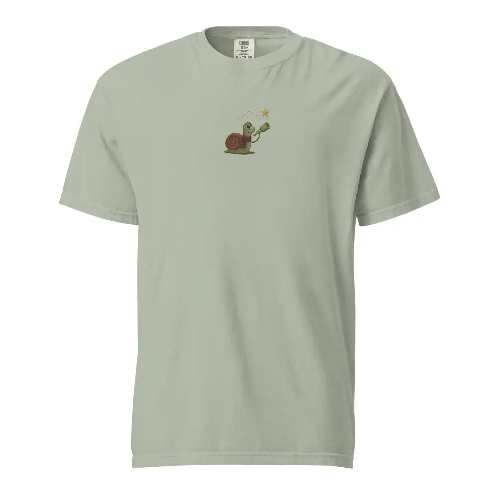 Light green embroidered star gazer snail tee by Trini Skies